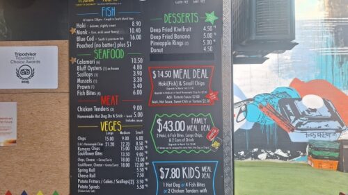 Erik's Fish & Chips のメニュー表