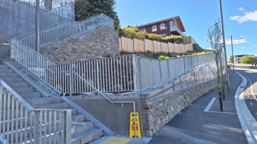 Henry St の山側のMalaghan Stに登る階段