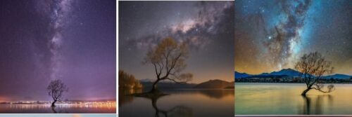 ワナカツリーと銀河の中心を背景にした画像もインスタグラムにたくさん投稿されてます。