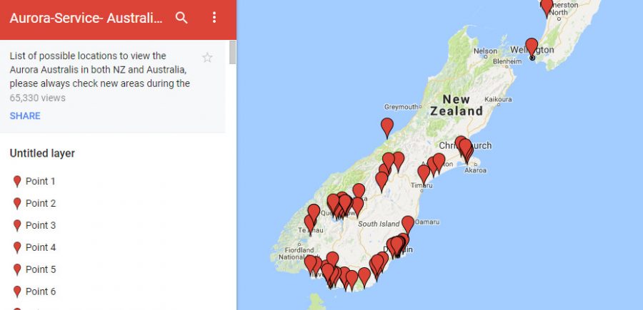 NZオーロラ撮影ロケーションマップ