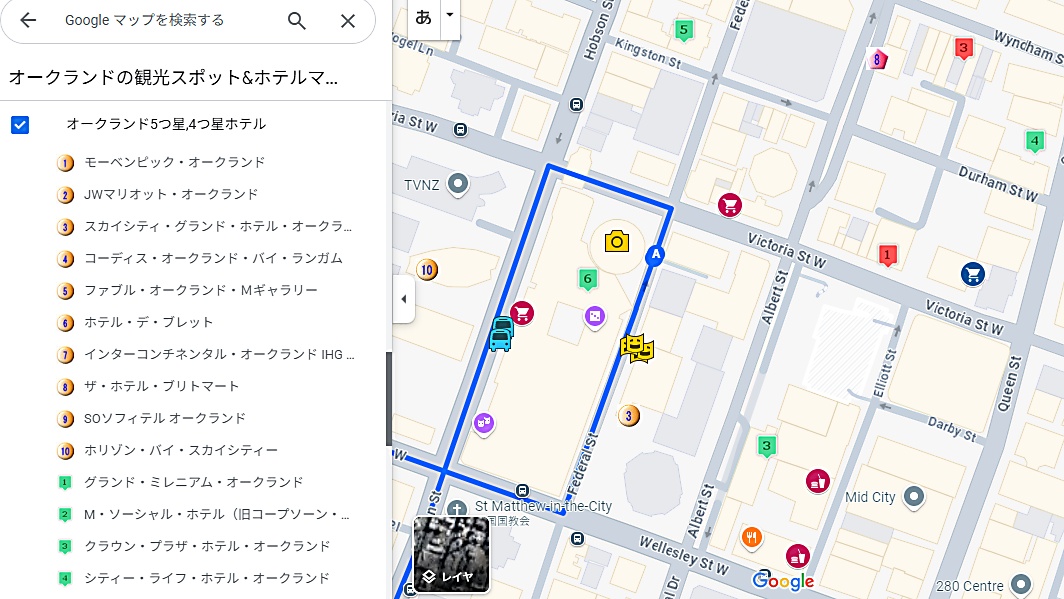 オークランドお勧めホテルマップ