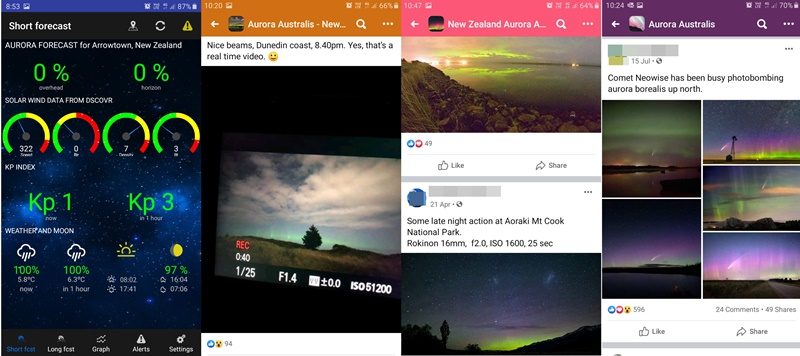 NZオーロラ撮影に役立つアプリトフェイスブックグループ