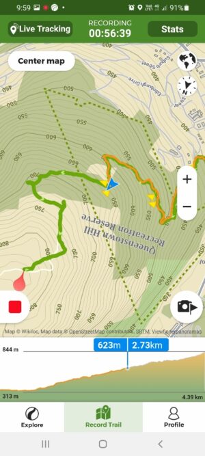Wikilocアプリでループトラックの分岐点場所を表示