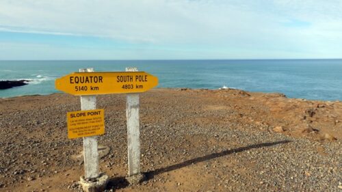 NZ南島最南端を示すスロープポイントのサイン