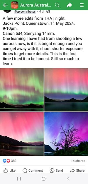 Aurora Australis (NZ)フェイスブックグループの画面