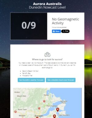 ダニーデンのオタゴ大学提供今のオーロラ出現値が分かるサイトぺージ