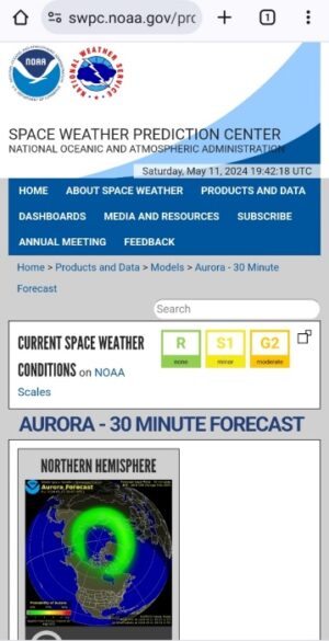 SWPCのオーロラ30分予報サイトページ