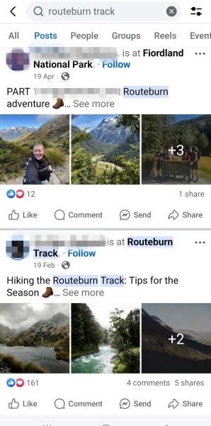 フェイスブックでRouteburn Track と検索した結果