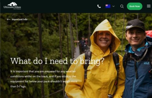 Ultimate Hikes のミルフォードトラックに必要な持ち物紹介ページ 
