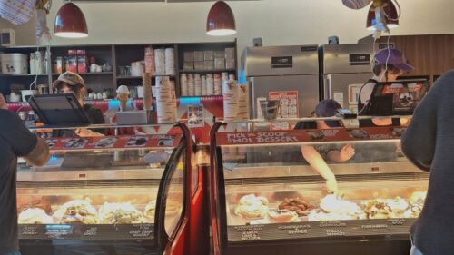 クライストチャーチのロリッキン・ジェラートCashel St.店カウンター