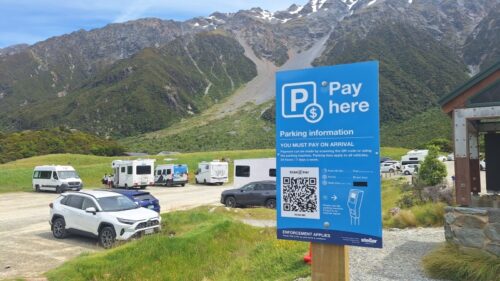 有料駐車場になったマウントクックホワイトホースヒル駐車場