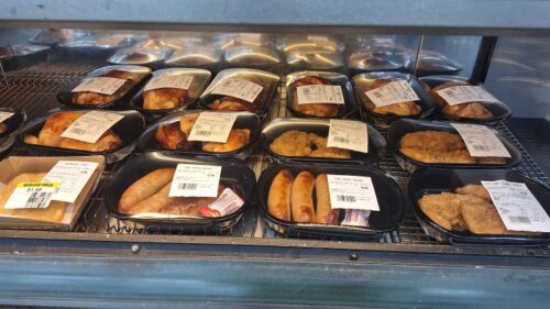 調理済み熱々のソーセージ、チキンカツ