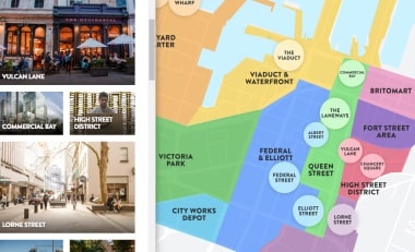 オークランド市内中央のショッピング＆カフェ地区マップ