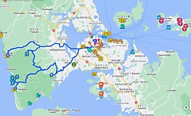 オークランド市内とオークランド郊外の観光日本語グーグルマップ