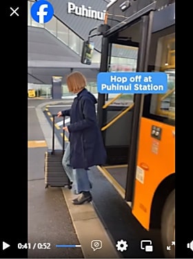 オークランドエアーポートリンクバスと電車乗り継ぎ市内への行き方フェイスブックビデオ