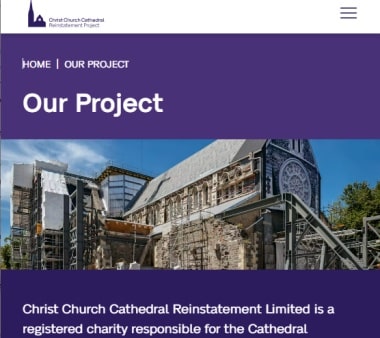 クライストチャーチキャセドラル復興プロジェクトサイトページ