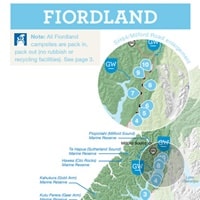 フィヨルドランド国立公園内にあるDOC公営キャンプサイトのパンフレットPDF