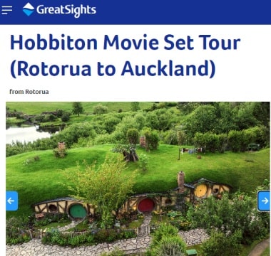 グレイトサイツロトルア発ホビット村経由オークランド行きツアー