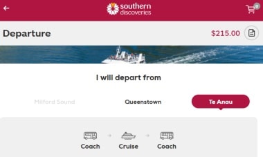 サザンディスカバリー社のテアナウ発着ミルフォードサウンド観光ツアーオンライン予約ページ