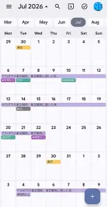 テカポ、2026年7月の暗闇4時間以上の日カレンダー