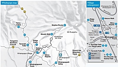 ファカパパビレッジ周辺,トンガリロ国立公園のトレッキング、ウォーキングトラック紹介PDFマップ