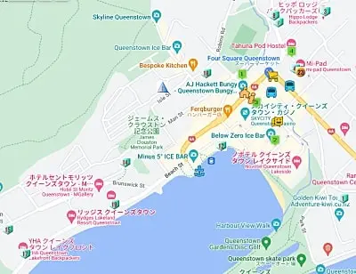 クイーンズタウンの格安ホステル日本語グーグルマップ